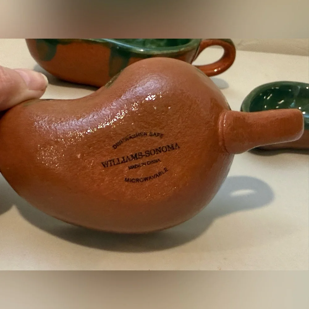 Set of 3 Williams Sonoma Redware‎ Style Glazed Chili Pepper Bowls Jalapeno Cups